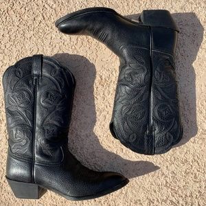 Ariat Ladies Heritage Western Black Leather Round Toe Cowboy Boot Size 9B